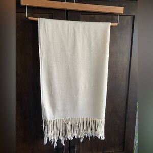 Off white 68” long scarf with 4 inch fringe